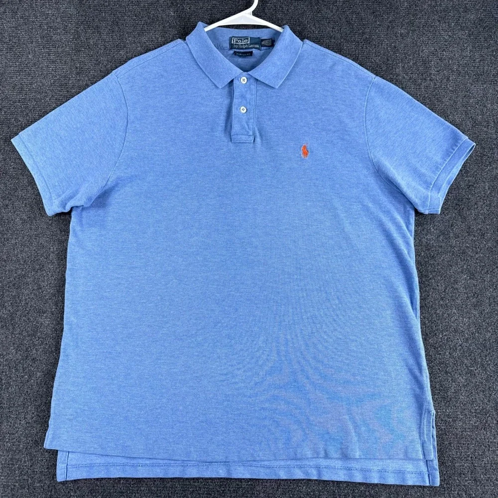 Polo Ralph Lauren Polo Shirt Mens XL Extra Large Blue Custom Fit Pony Logo Pique